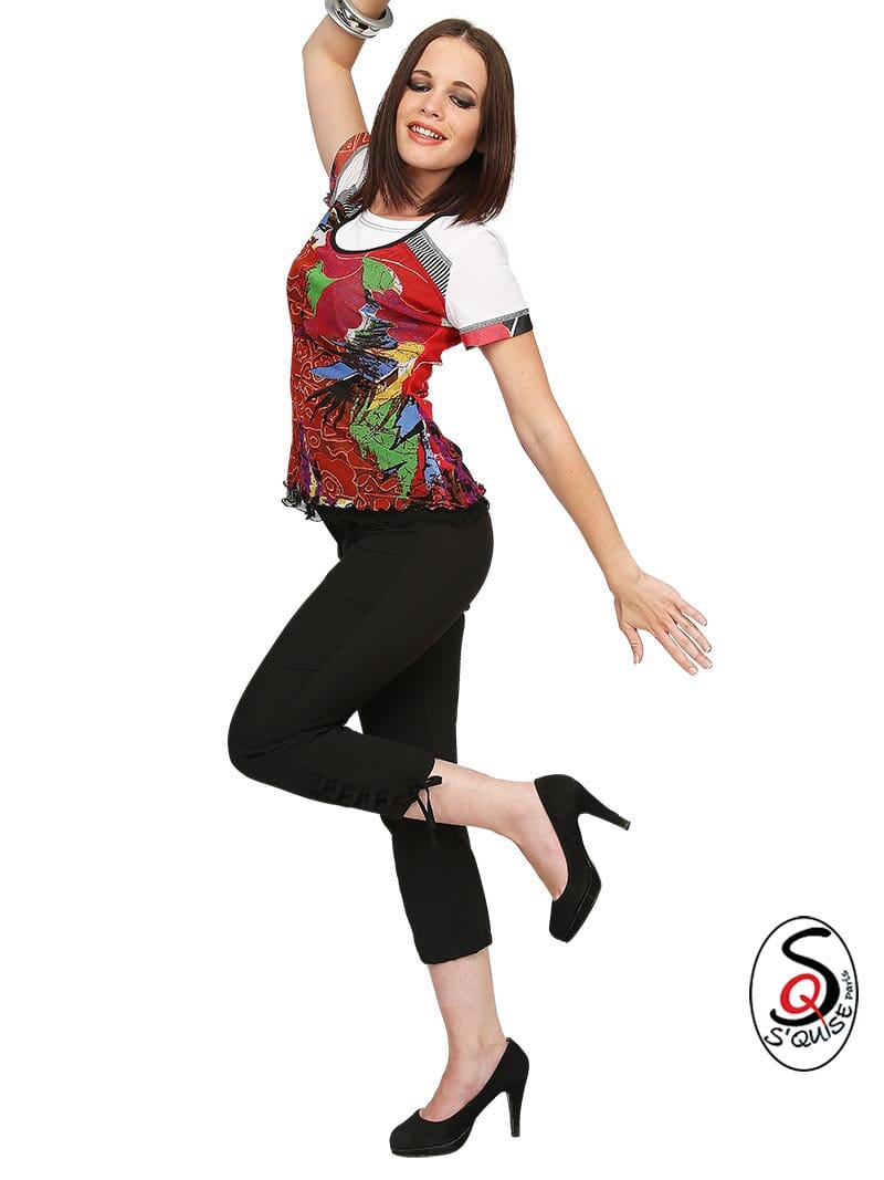 Top extensible imprimée résille INCA