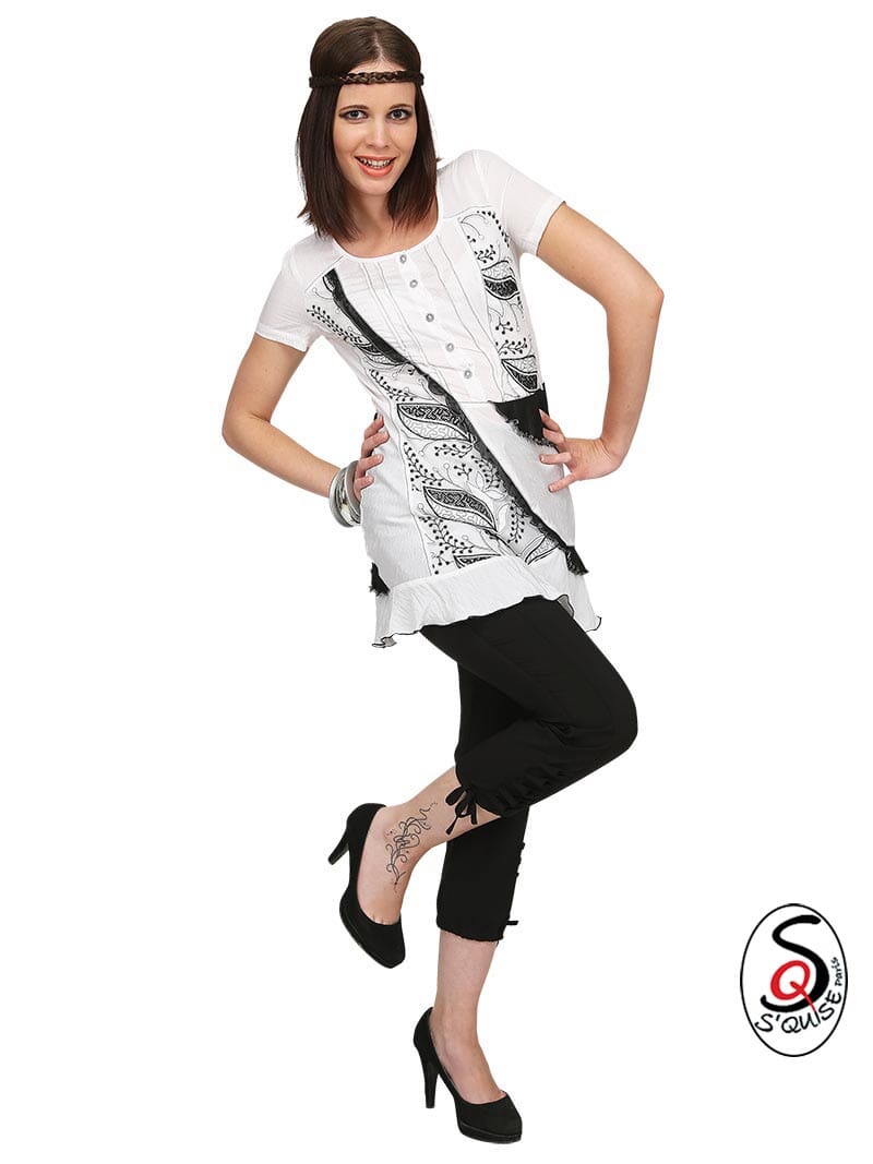 Tunique bicolore résille brodée CELESTE