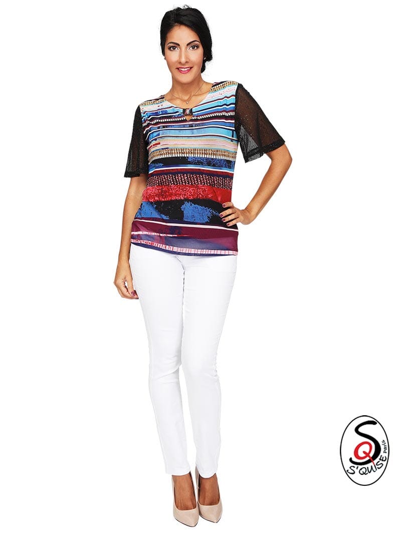 Top résille imprimée DAMAS