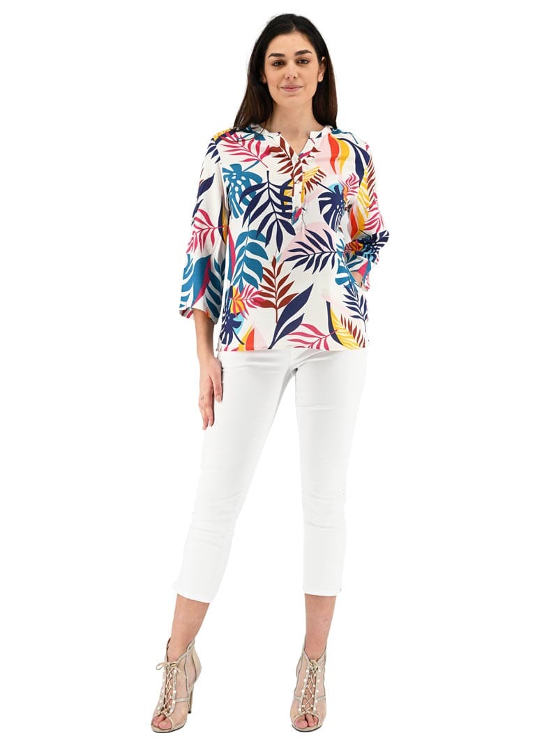 Blouse imprimée fond blanc CLARISSE