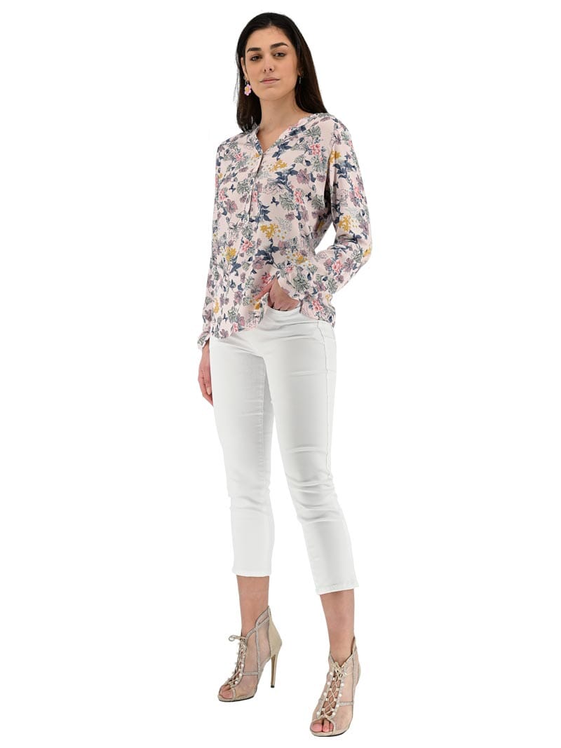 Blouse imprimée fond rose VALERIE
